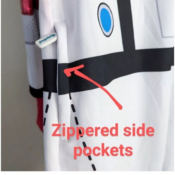 Mens Large Astronaut Costume Full Zip Jumpsuit Hood Halloween Cosplay Party NWT - Picture 4 of 8